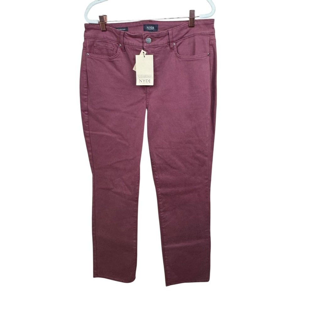 NYDJ Marilyn Straight dark pink jeans lift tuck technology five pocket